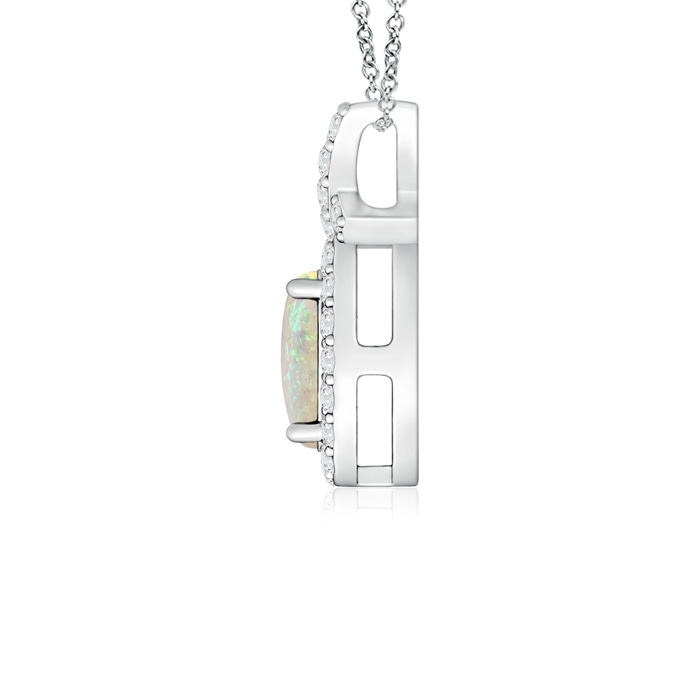 6x4mm AAA Vintage Style Opal Pendant with Diamond Halo in 9K White Gold product image