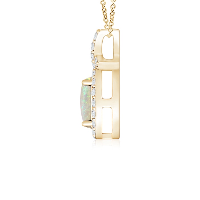 6x4mm AAA Vintage Style Opal Pendant with Diamond Halo in Yellow Gold product image