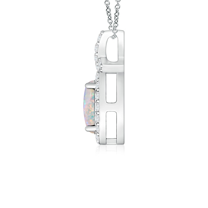 6x4mm AAAA Vintage Style Opal Pendant with Diamond Halo in White Gold product image