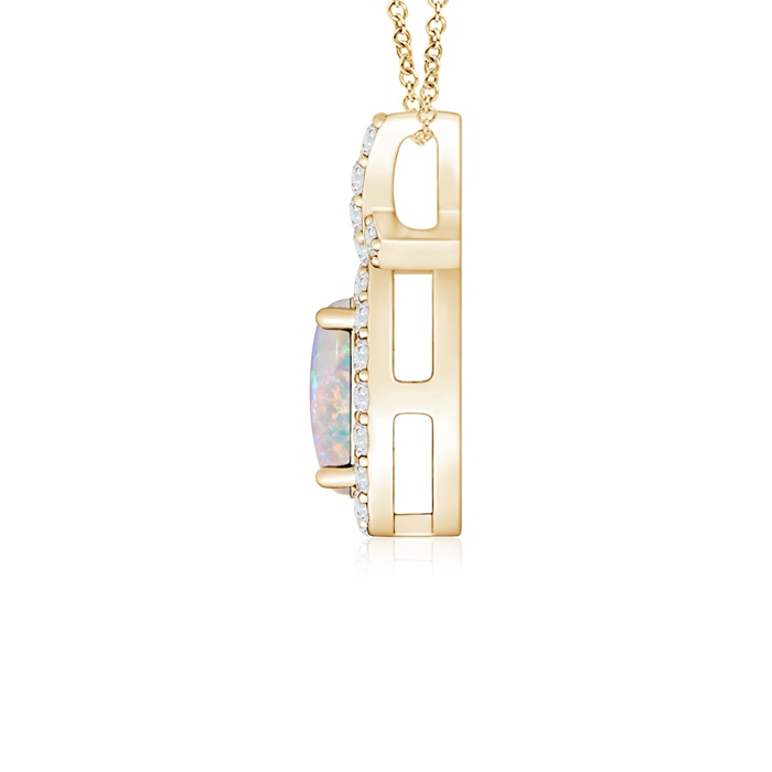 6x4mm AAAA Vintage Style Opal Pendant with Diamond Halo in Yellow Gold product image