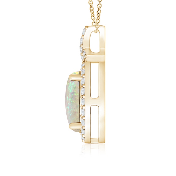 8x6mm AAA Vintage Style Opal Pendant with Diamond Halo in Yellow Gold product image