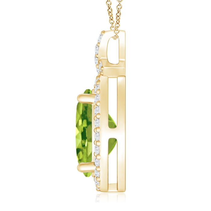 10x8mm AAA Vintage Style Peridot Pendant with Diamond Halo in Yellow Gold Product Image