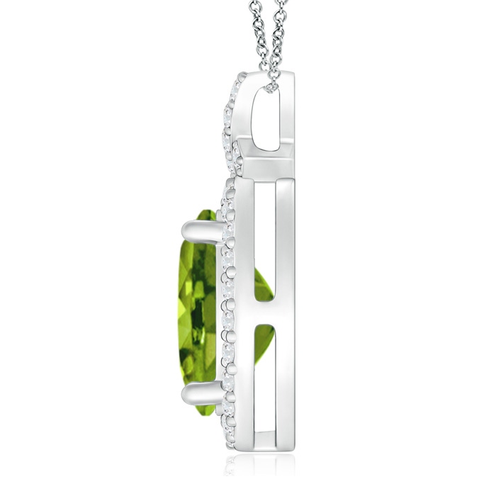 10x8mm AAAA Vintage Style Peridot Pendant with Diamond Halo in P950 Platinum product image