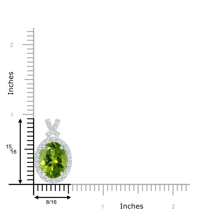 10x8mm AAAA Vintage Style Peridot Pendant with Diamond Halo in P950 Platinum product image