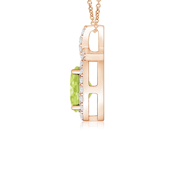 6x4mm A Vintage Style Peridot Pendant with Diamond Halo in Rose Gold product image
