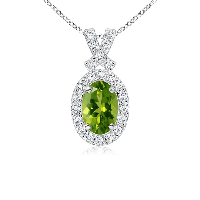 AAAA - Peridot / 0.68 CT / 14 KT White Gold