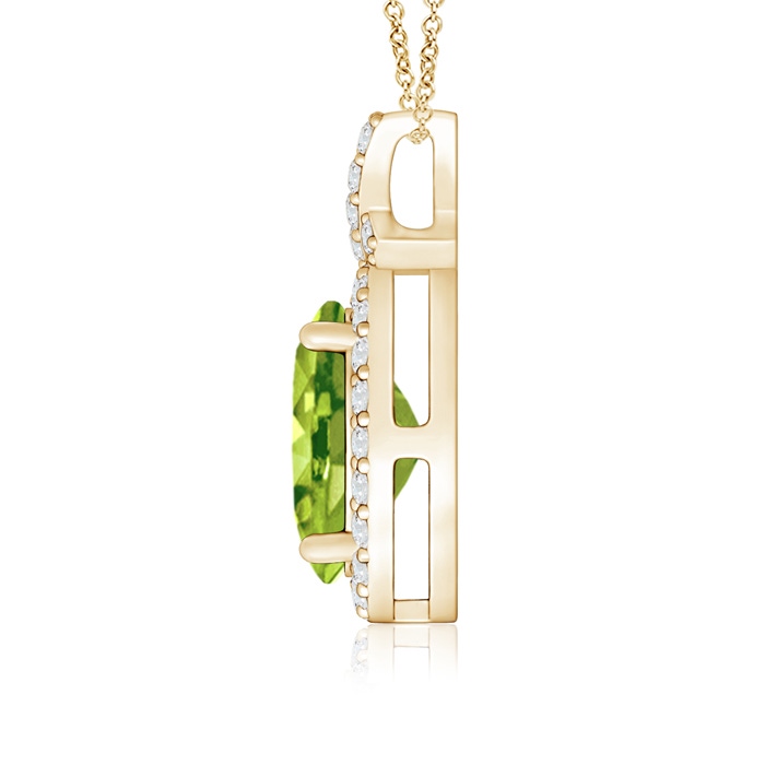 8x6mm AAA Vintage Style Peridot Pendant with Diamond Halo in Yellow Gold product image