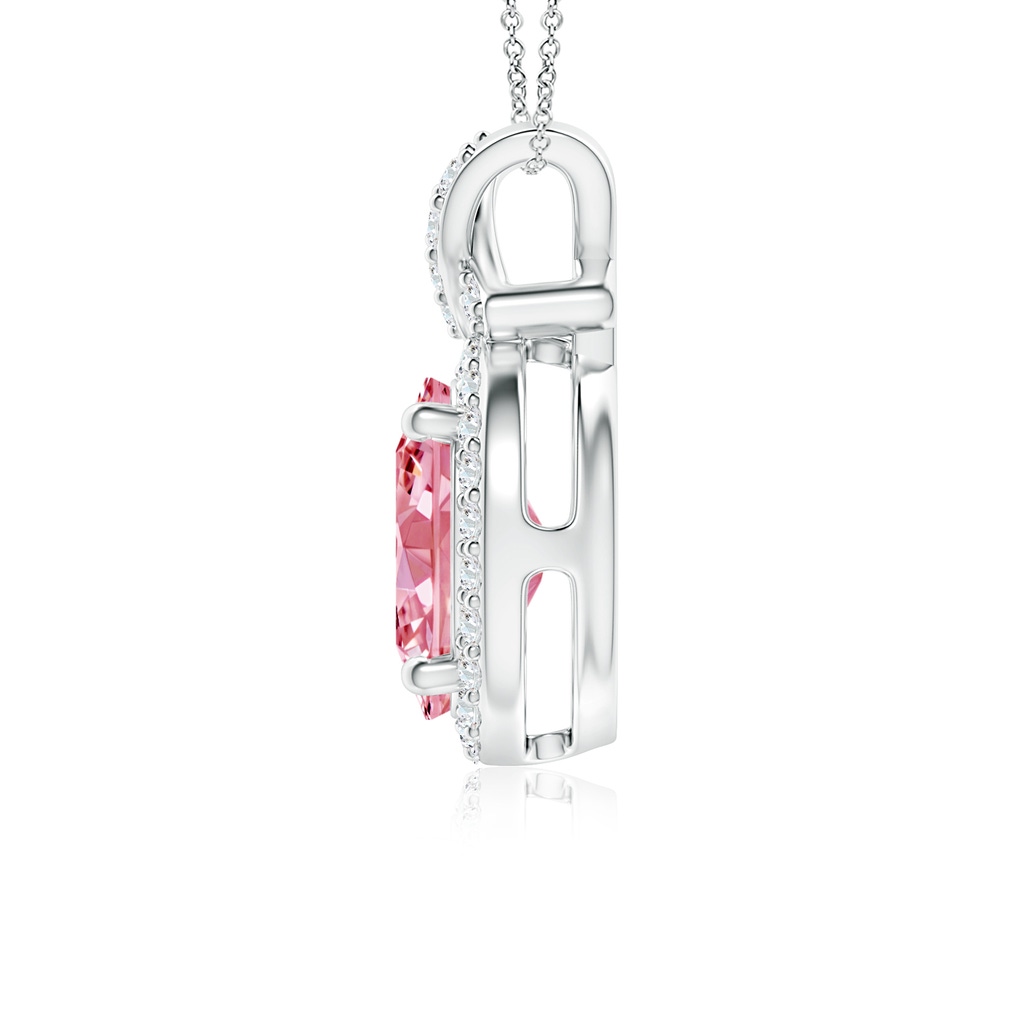 10x8mm AAAA Vintage Style Fancy Intense Pink Diamond Pendant with Halo in P950 Platinum - side 199