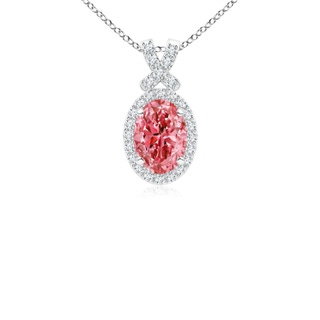 7x5mm AAAA Vintage Style Fancy Intense Pink Diamond Pendant with Halo in P950 Platinum