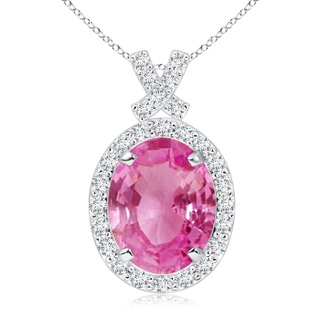 10x8mm AAA Vintage Style Pink Sapphire Pendant with Diamond Halo in P950 Platinum