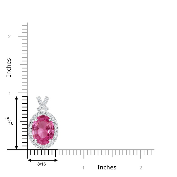 10x8mm AAAA Vintage Style Pink Sapphire Pendant with Diamond Halo in White Gold product image