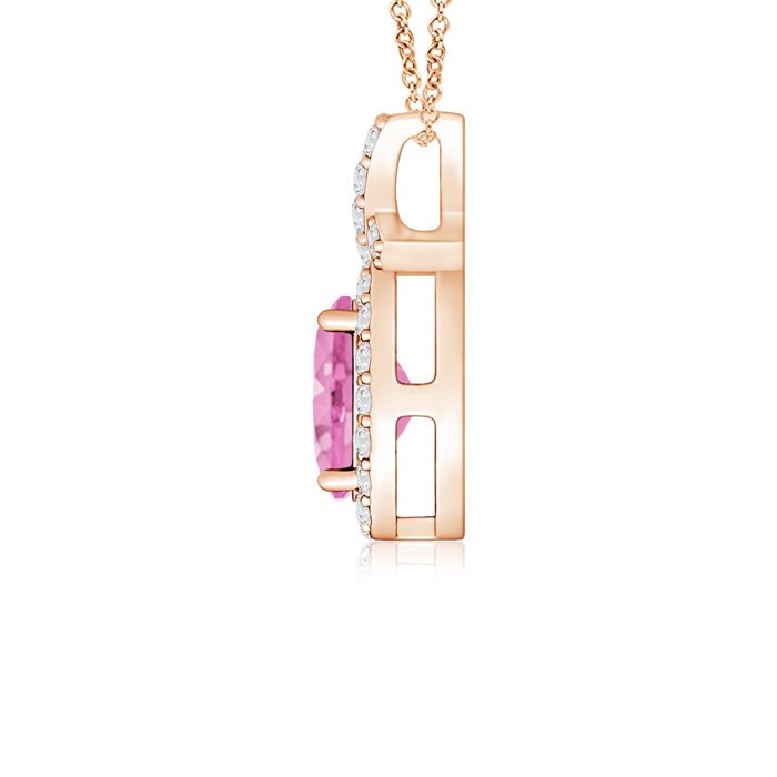 6x4mm A Vintage Style Pink Sapphire Pendant with Diamond Halo in 9K Rose Gold product image