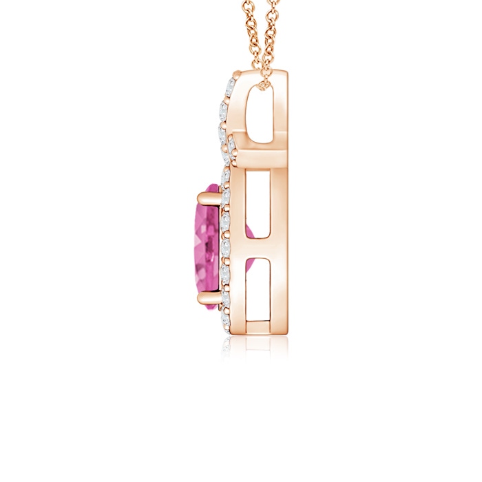 6x4mm AA Vintage Style Pink Sapphire Pendant with Diamond Halo in Rose Gold product image