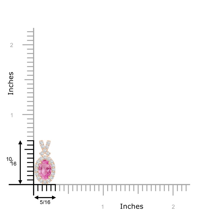 6x4mm AA Vintage Style Pink Sapphire Pendant with Diamond Halo in Rose Gold product image