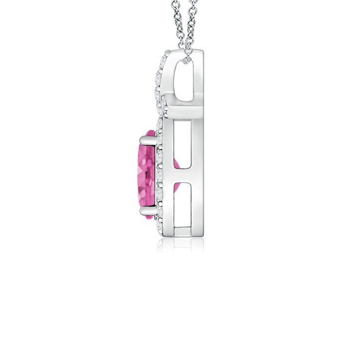 6x4mm AA Vintage Style Pink Sapphire Pendant with Diamond Halo in White Gold product image