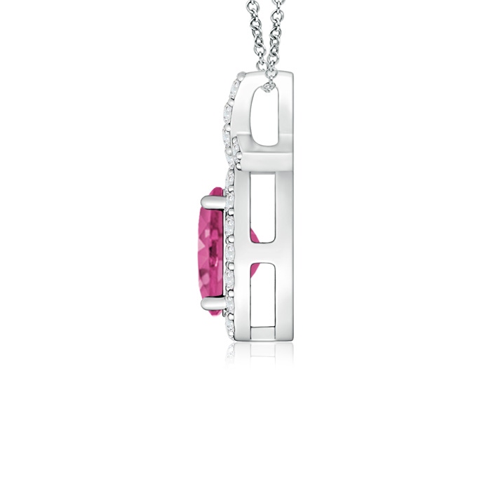 6x4mm AAAA Vintage Style Pink Sapphire Pendant with Diamond Halo in P950 Platinum product image