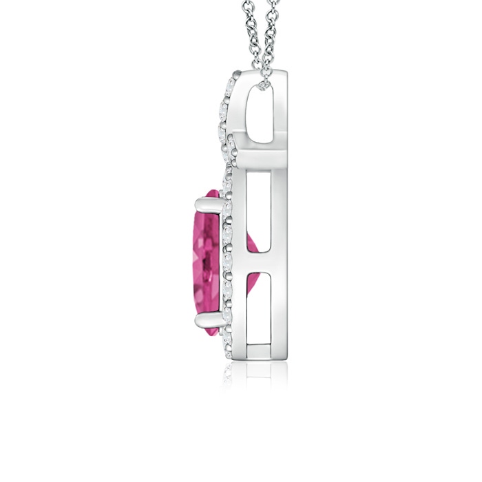 7x5mm AAAA Vintage Style Pink Sapphire Pendant with Diamond Halo in P950 Platinum product image