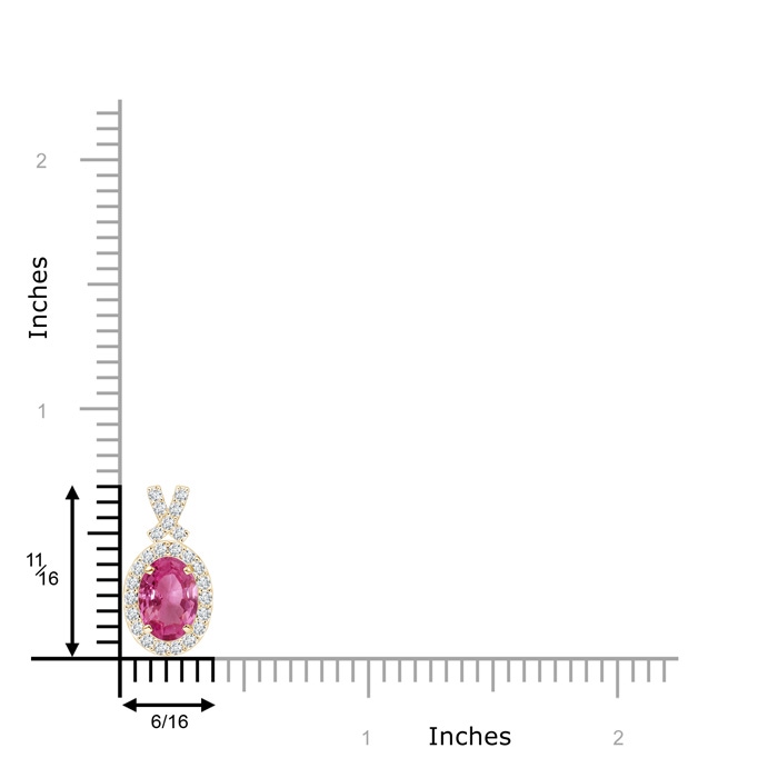 7x5mm AAAA Vintage Style Pink Sapphire Pendant with Diamond Halo in Yellow Gold product image