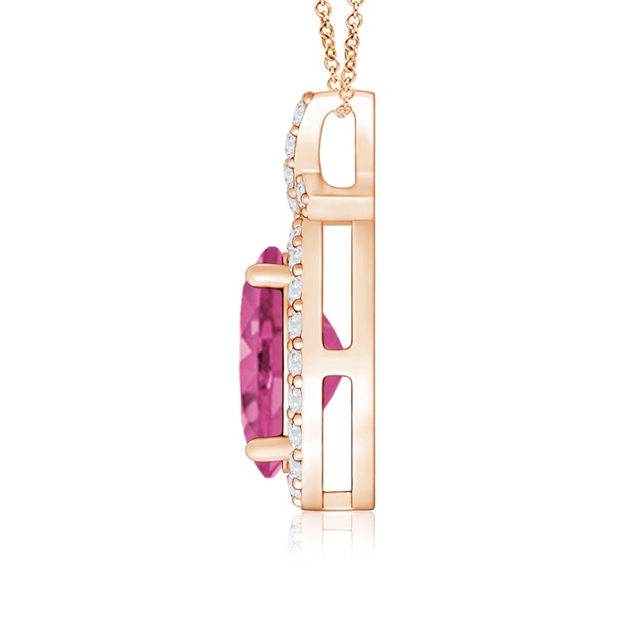 8x6mm AAAA Vintage Style Pink Sapphire Pendant with Diamond Halo in 9K Rose Gold product image