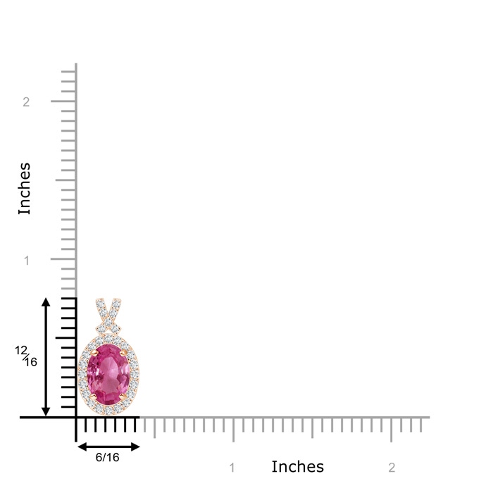8x6mm AAAA Vintage Style Pink Sapphire Pendant with Diamond Halo in 9K Rose Gold product image