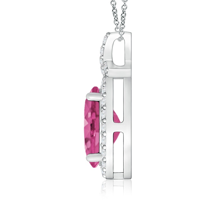 8x6mm AAAA Vintage Style Pink Sapphire Pendant with Diamond Halo in P950 Platinum product image