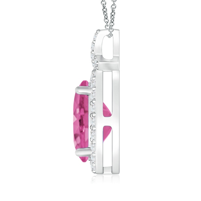 9x7mm AAA Vintage Style Pink Sapphire Pendant with Diamond Halo in P950 Platinum product image