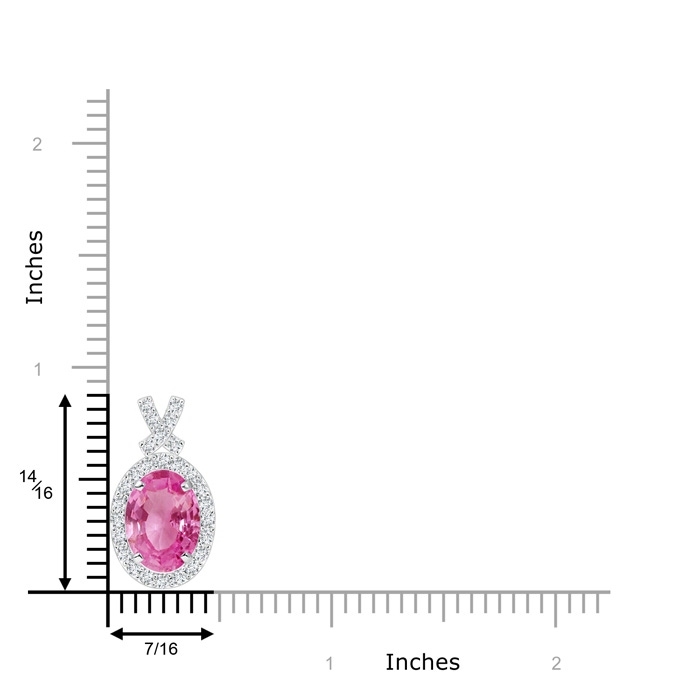 9x7mm AAA Vintage Style Pink Sapphire Pendant with Diamond Halo in P950 Platinum product image