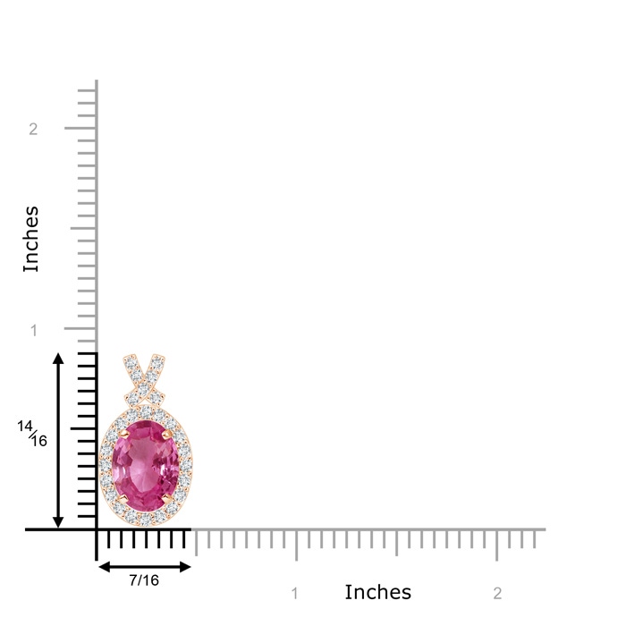 9x7mm AAAA Vintage Style Pink Sapphire Pendant with Diamond Halo in Rose Gold product image