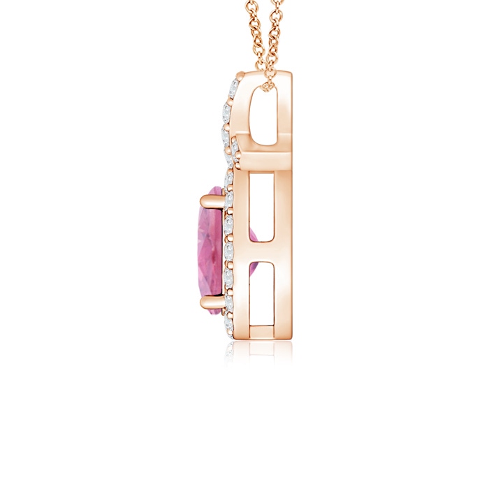 6x4mm A Vintage Style Pink Tourmaline Pendant with Diamond Halo in 9K Rose Gold product image
