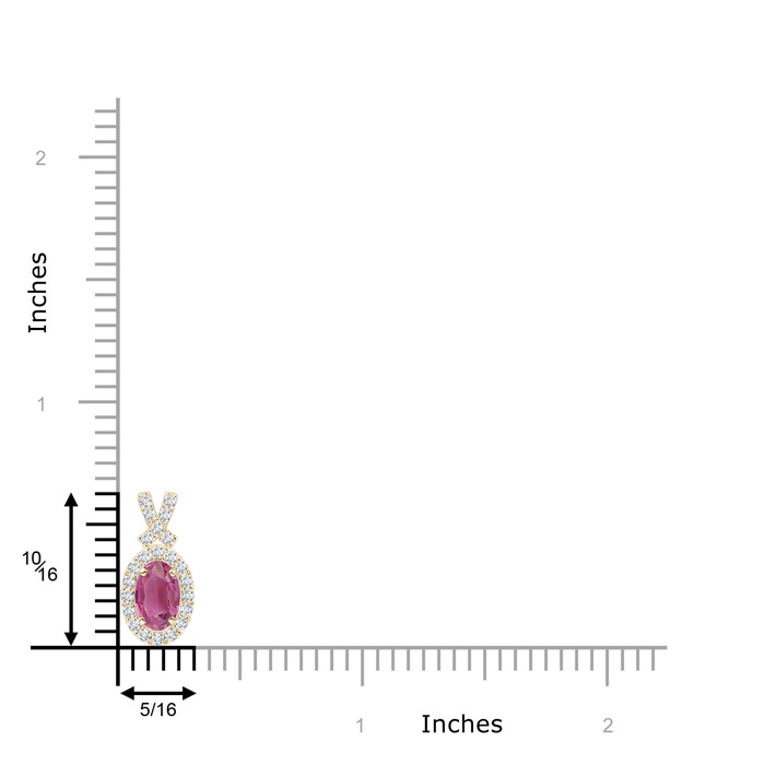 6x4mm AAA Vintage Style Pink Tourmaline Pendant with Diamond Halo in Yellow Gold product image
