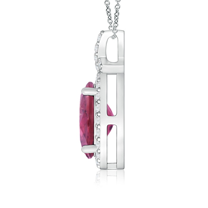 8x6mm AAA Vintage Style Pink Tourmaline Pendant with Diamond Halo in P950 Platinum product image