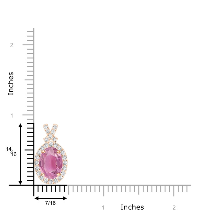 9x7mm AA Vintage Style Pink Tourmaline Pendant with Diamond Halo in Rose Gold product image