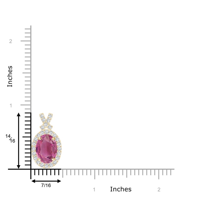 9x7mm AAA Vintage Style Pink Tourmaline Pendant with Diamond Halo in Yellow Gold product image