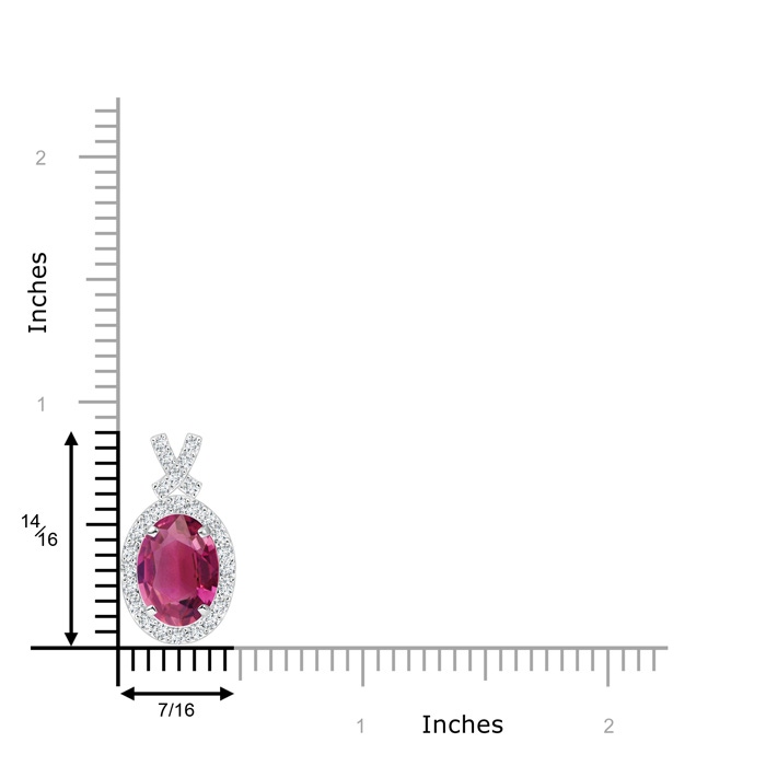 9x7mm AAAA Vintage Style Pink Tourmaline Pendant with Diamond Halo in White Gold Product Image
