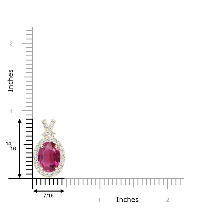 9x7mm AAAA Vintage Style Pink Tourmaline Pendant with Diamond Halo in Yellow Gold product image