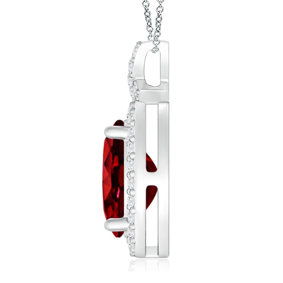 10x8mm AAAA Vintage Style Ruby Pendant with Diamond Halo in P950 Platinum side 199