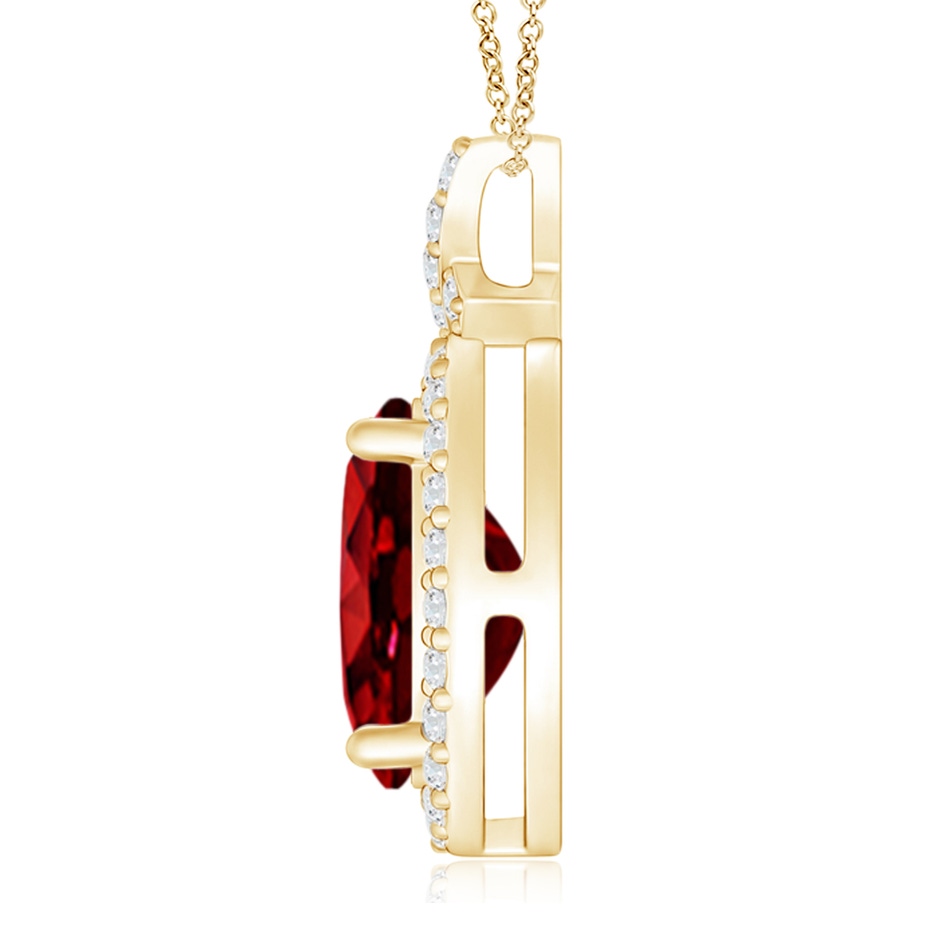 10x8mm AAAA Vintage Style Ruby Pendant with Diamond Halo in Yellow Gold side 199