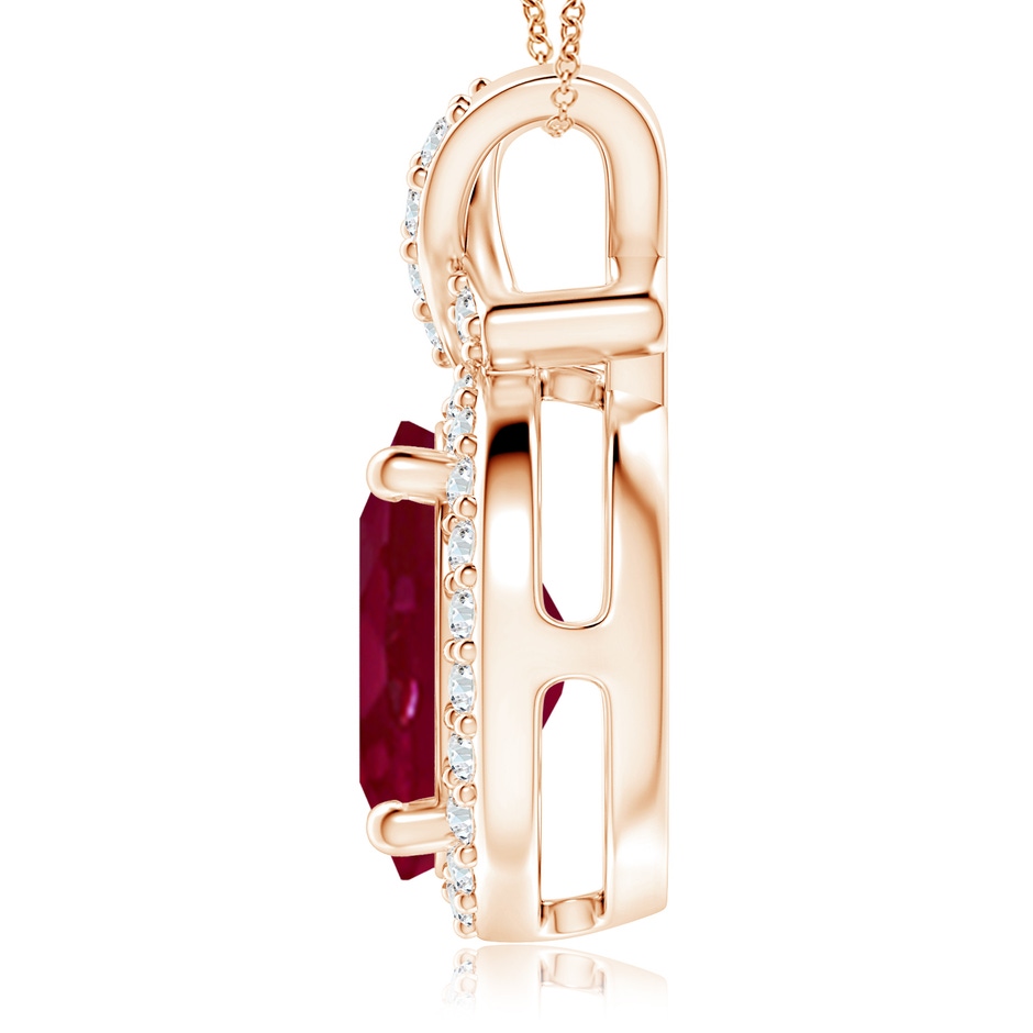 12x10mm A Vintage Style Ruby Pendant with Diamond Halo in 18K Rose Gold side 199