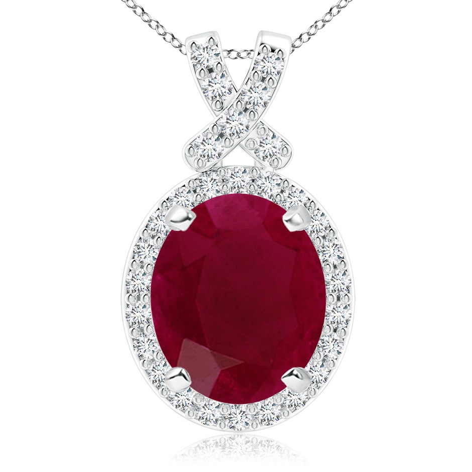 12x10mm A Vintage Style Ruby Pendant with Diamond Halo in P950 Platinum 