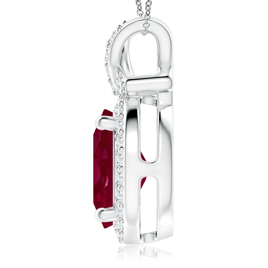 12x10mm A Vintage Style Ruby Pendant with Diamond Halo in P950 Platinum side 199