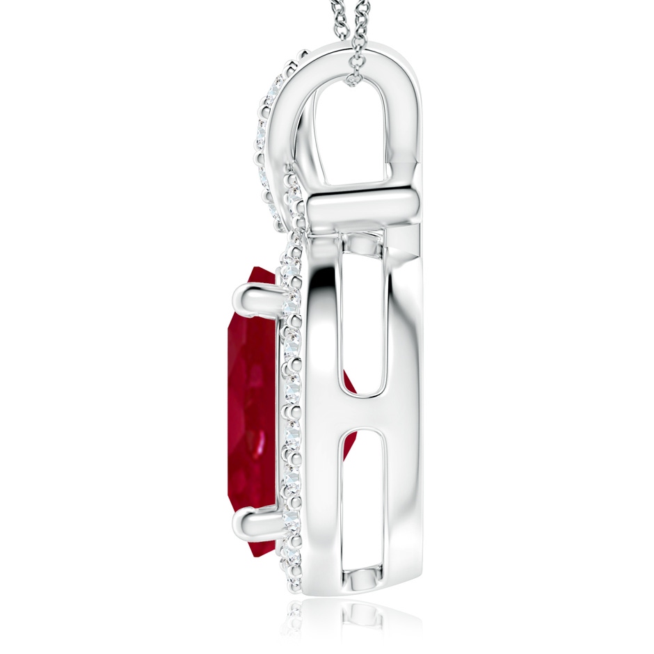 12x10mm AA Vintage Style Ruby Pendant with Diamond Halo in P950 Platinum side 199