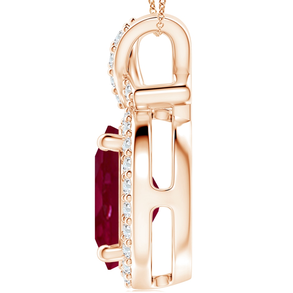 14x10mm A Vintage Style Ruby Pendant with Diamond Halo in 18K Rose Gold side 199