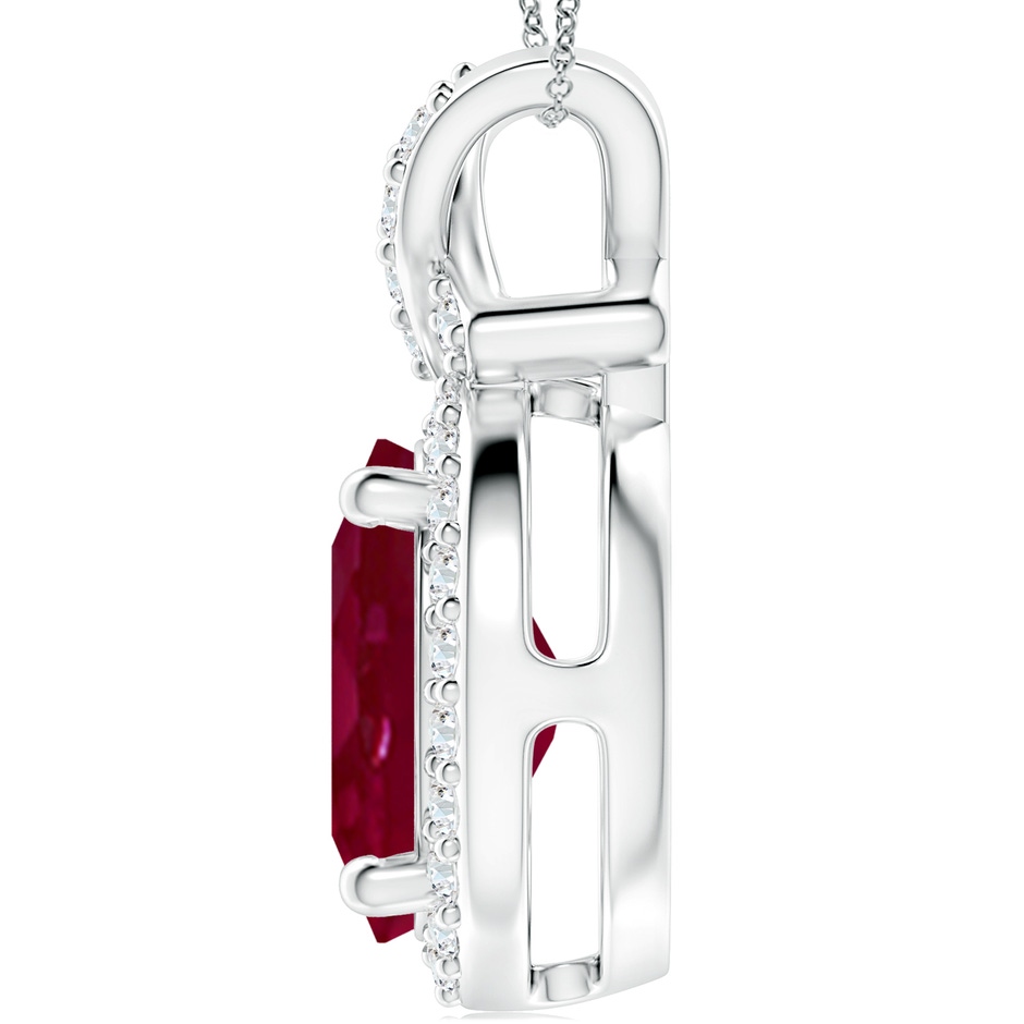 14x10mm A Vintage Style Ruby Pendant with Diamond Halo in P950 Platinum side 199