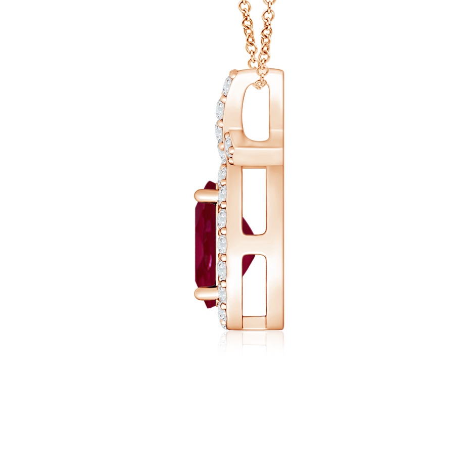 6x4mm A Vintage Style Ruby Pendant with Diamond Halo in 9K Rose Gold side 199