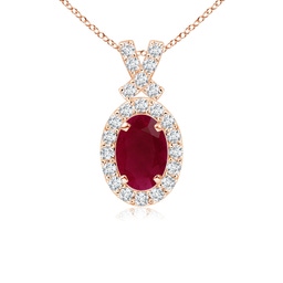Halo Rose Gold Ruby Necklaces & Pendants