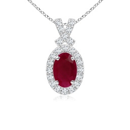 Halo White Gold Ruby Necklaces & Pendants