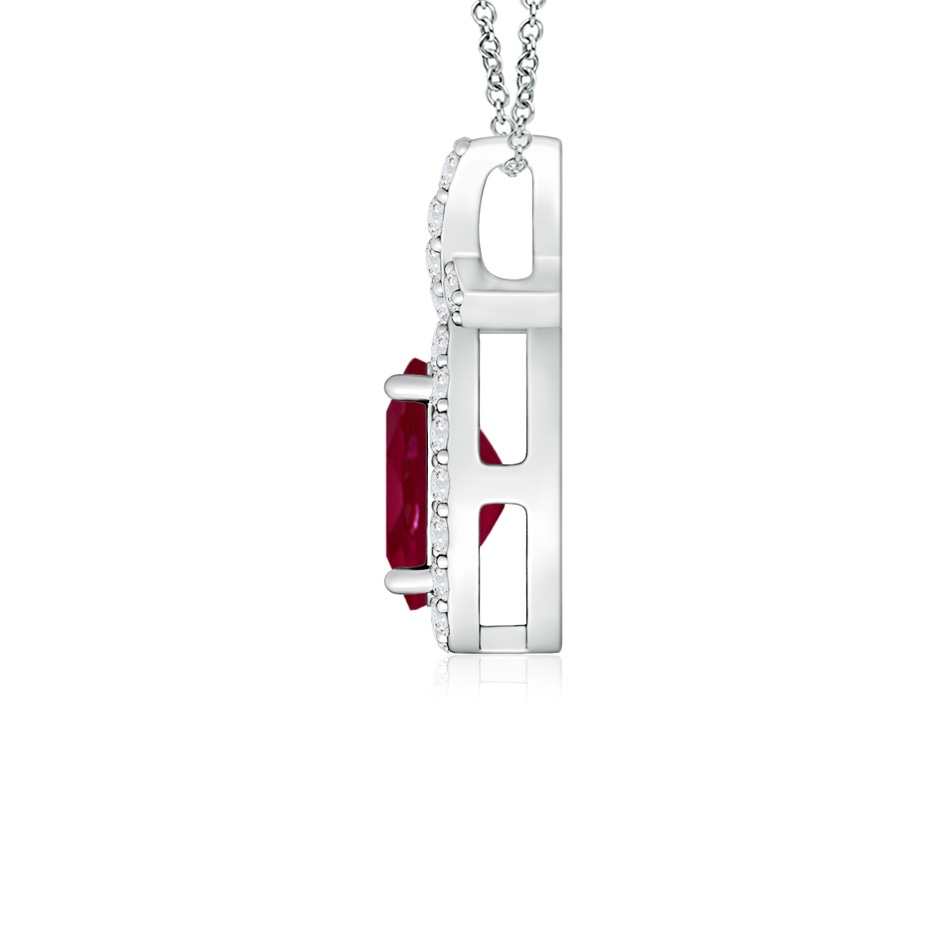 6x4mm A Vintage Style Ruby Pendant with Diamond Halo in White Gold side 199