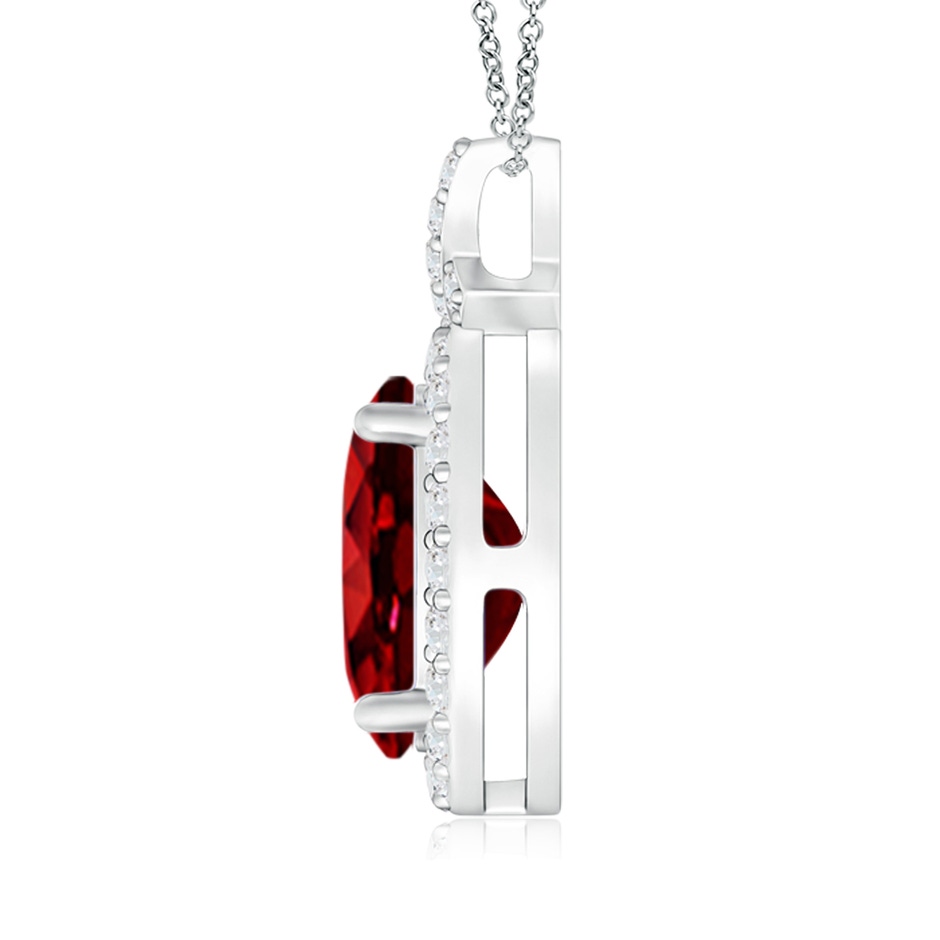 9x7mm AAAA Vintage Style Ruby Pendant with Diamond Halo in P950 Platinum side 199
