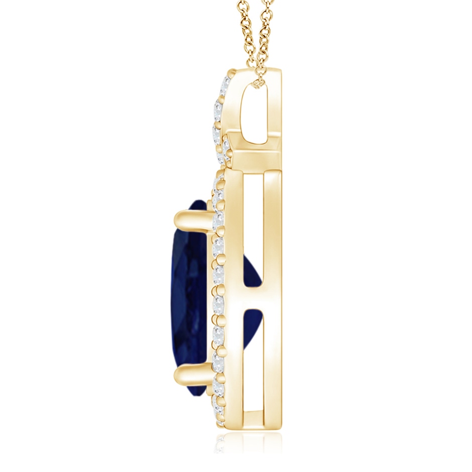 10x8mm A Vintage Style Sapphire Pendant with Diamond Halo in Yellow Gold side 199