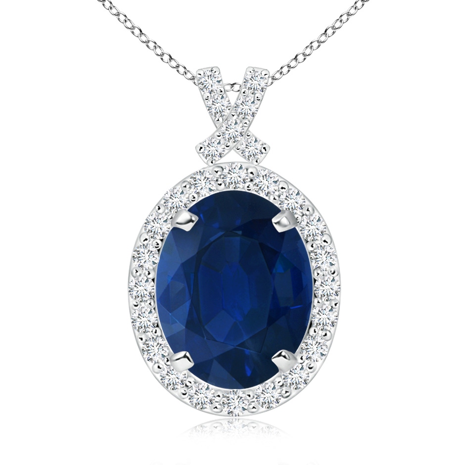 10x8mm AA Vintage Style Sapphire Pendant with Diamond Halo in P950 Platinum 